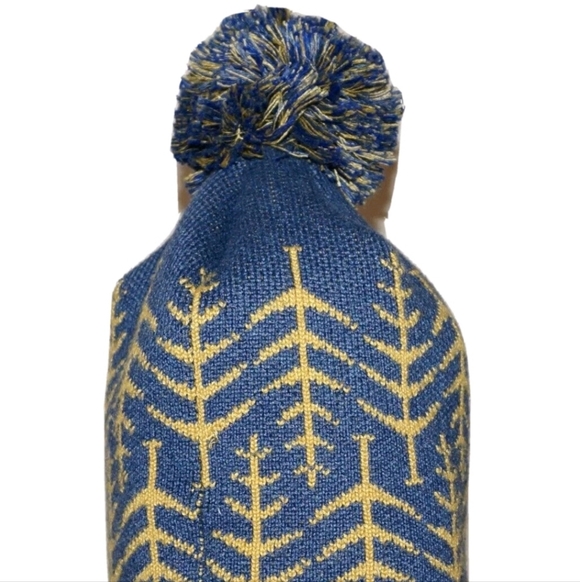 PATAGONIA Desert Blue & Mustard-Yellow Knit POM POM Hat ONE SIZE - Picture 5 of 15